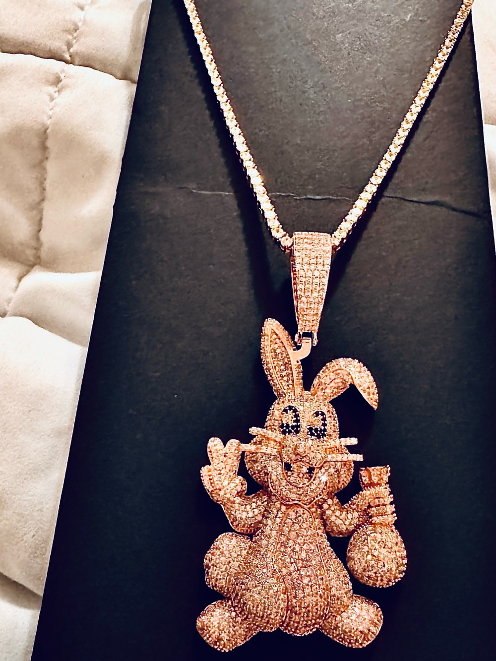 Rose Gold Bunny Pendant Necklace - Sparkling Women's Jewelry